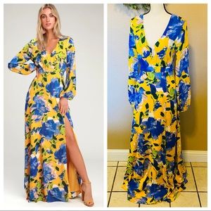 Lulus Carolita Yellow Floral Maxi Dress